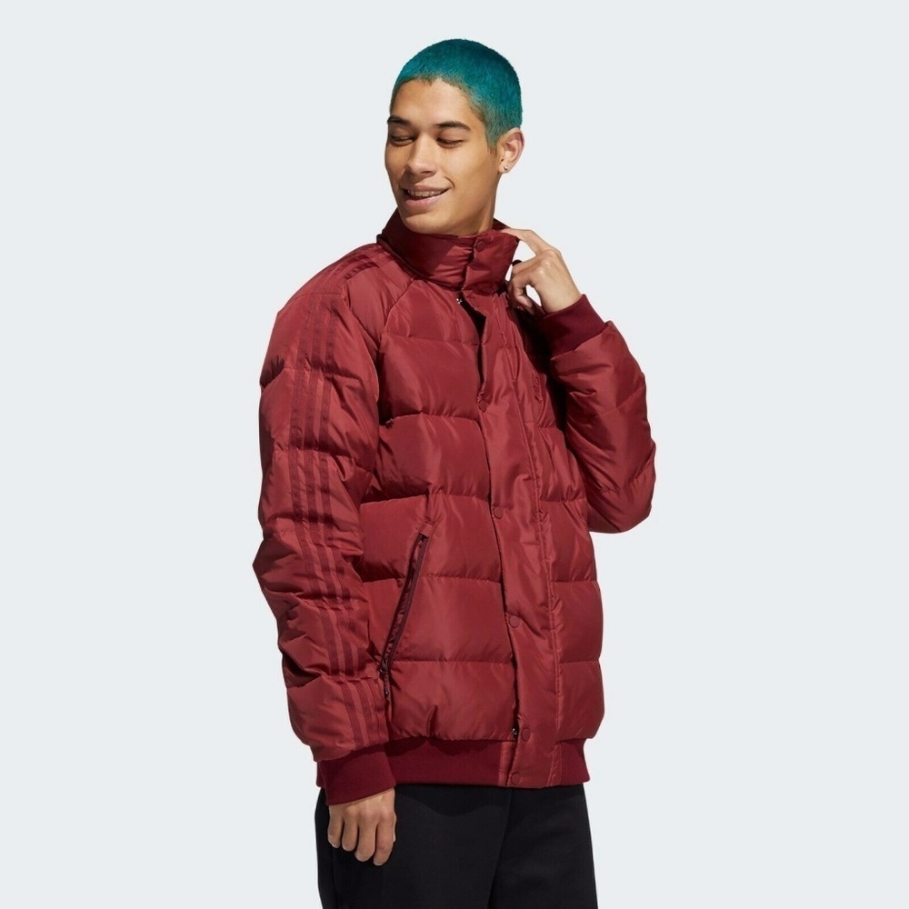 NEW adidas Originals Men's Jonah Hill Puffer Jacket Coat GL5374 Burgundy - Picture 1 of 12